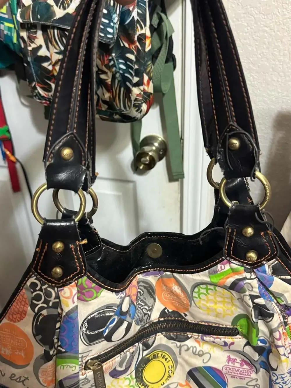 Coach Multicolor Logo Print Hobo Bag